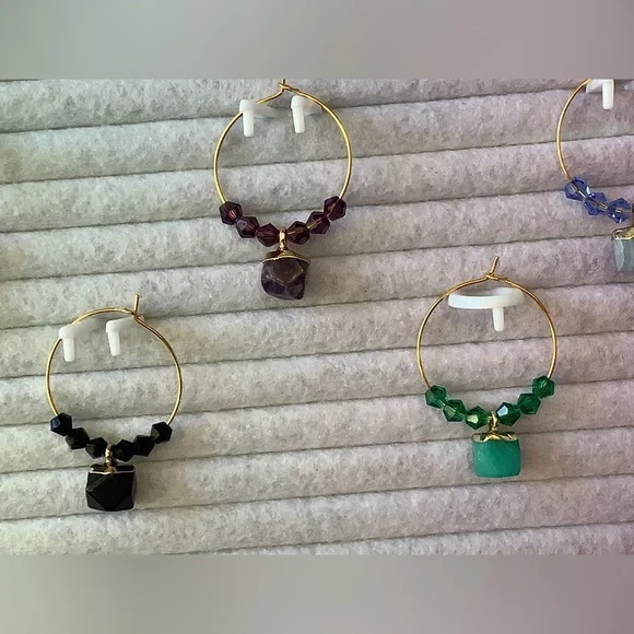 5pc Natural Stone Wine Glass Charm - Picture 6 of 6